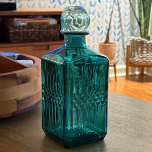 Emerald Art Deco Glass Decanter